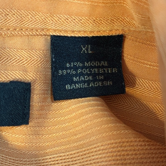 Axist Silk Touch Men’s XL Orange Textured Short Sleeve Button Up Collar Shirt - Picture 7 of 9